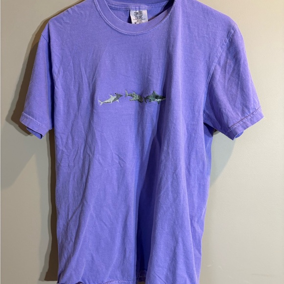 Comfort Colors Tops - Comfort Colors Lavender Short Sleeve Tee with Shark Row Graphic